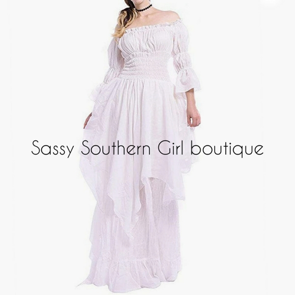 ⭐🆕 Boho white peasant maxi dress - Picture 5 of 10